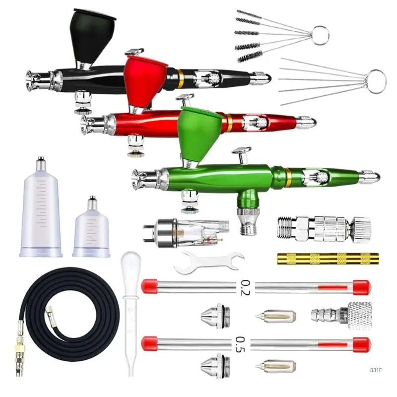 Complete Painting Set with Adjustable Pressure Air Pressure Spray Pen Kits Aluminum Perfect for Fine Art & Crafts