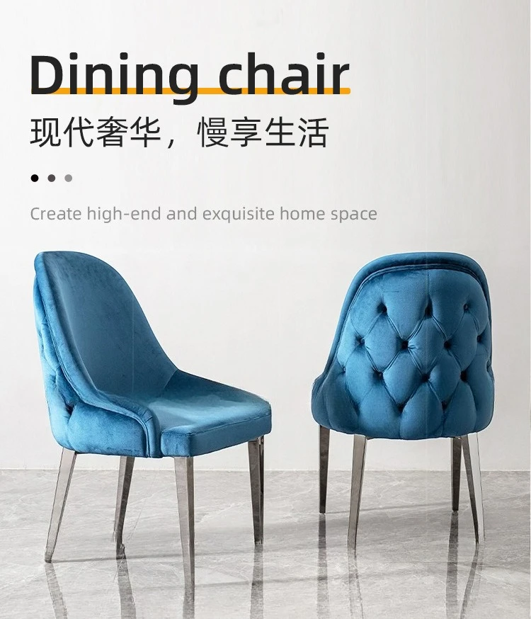 كرسي طعام فاخر خفيف مصنوع من الفولاذ المقاوم للصدأ عالي الجودة كرسي خلفي إيطالي بسيط مصمم لغرفة النوم كرسي مطعم #4
