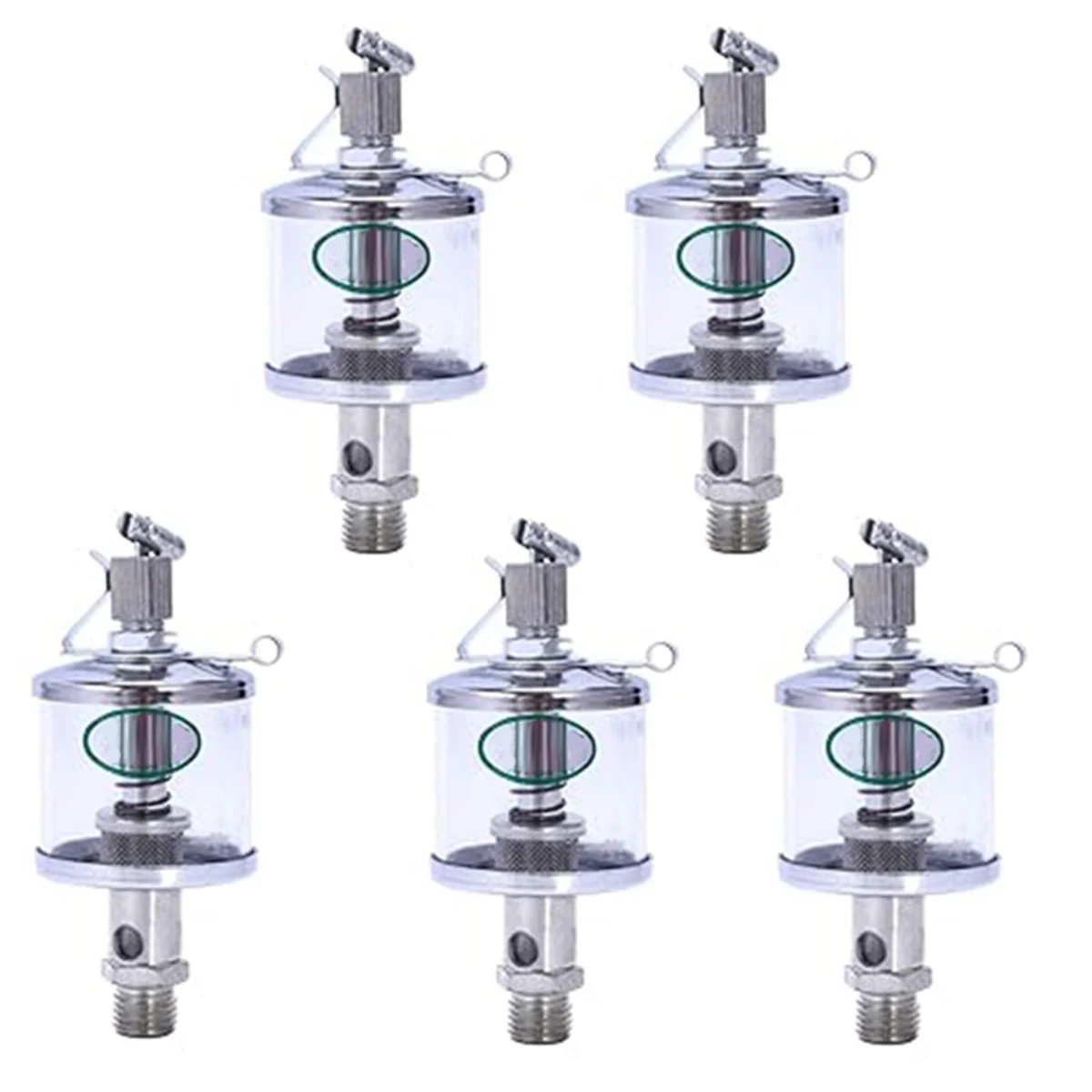 5PCS 50ML Engine Oil Gravity Drip Injectors, Needle Valve Oil Cups, Glass Oil Cups, Machine Tool Oil Cups