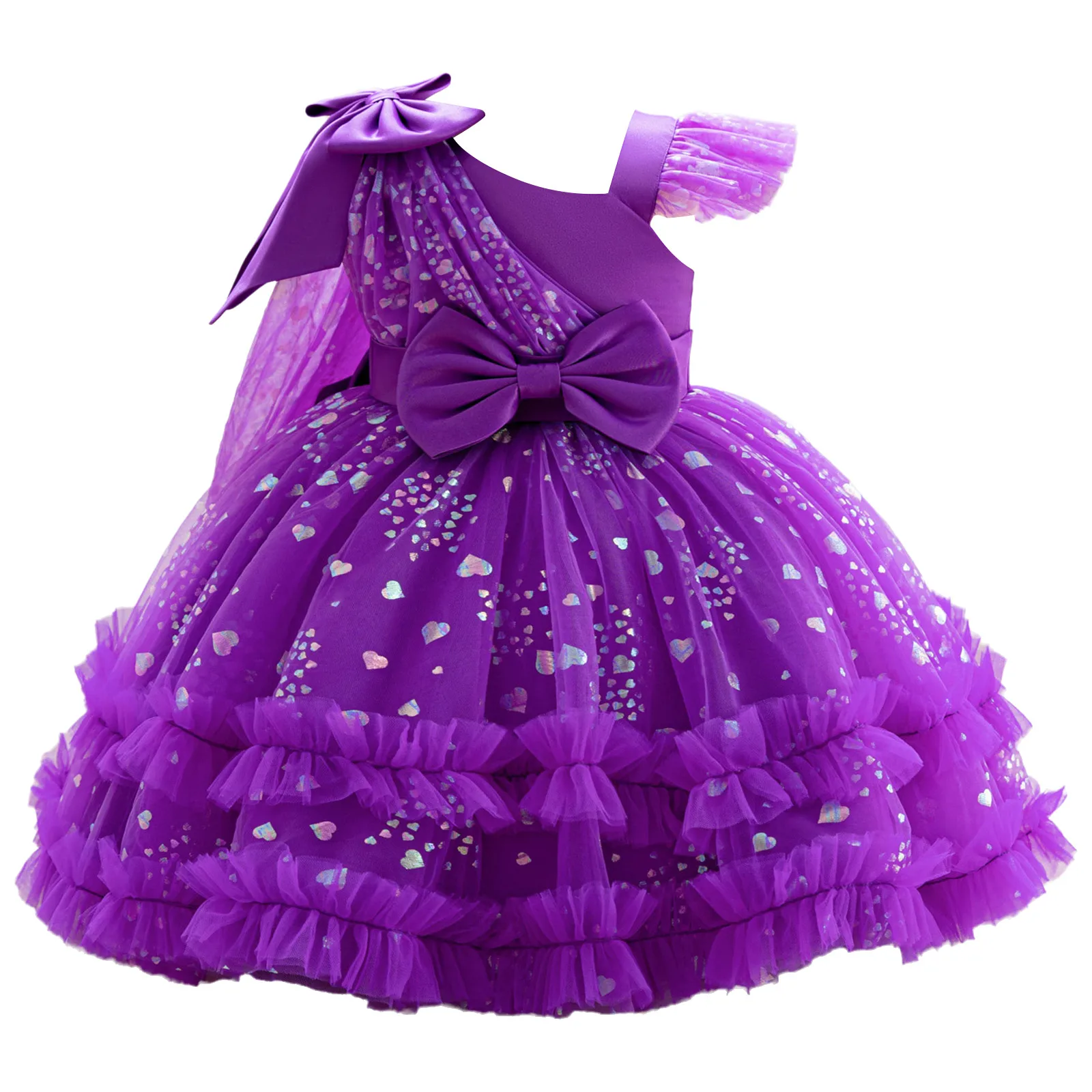 Baby Meisjes Jurk Kinderen Strik Verstoorde Tutu Mesh Jurk met Sjaal voor Cosplay Prinses Verjaardagsfeestje Viering Prom Gown