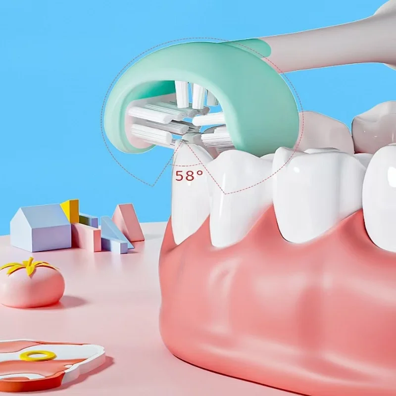 Cepillo de dientes eléctrico de 3 lados, cepillo de dientes Universal de cerdas suaves para niños, cepillo de dientes impermeable recargable ultrasónico