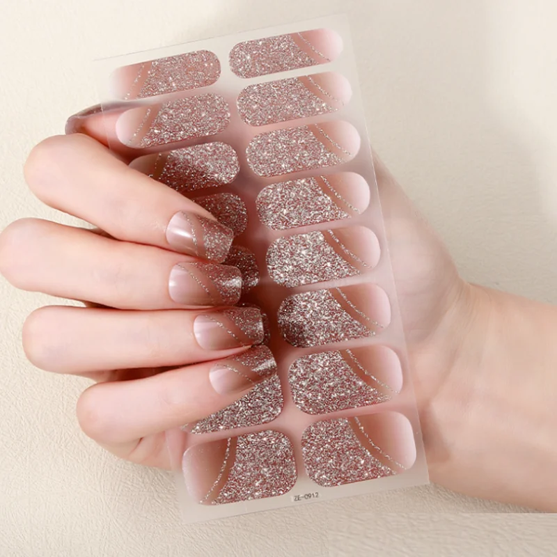 16 Tips Gradient French Nail Art Wraps DIY Full Cover Nail Polish Film Stickers Manicure Nail Art Decals Decorations Fake Nails