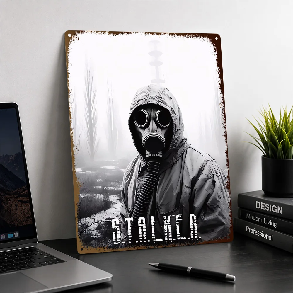 STALKER Gas Mask Survivor Aluminum Poster Personalized Metal Sign Battlefield Squad Design Wall Art Made To Suit Collector Den
