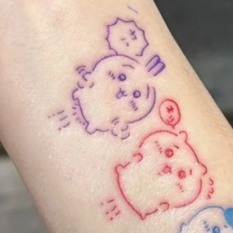 Chiikawa Hachiware Usagi Kawaii Anime Cartoon Tattoo Stickers Funny Color Cute Sweet and Cool Girl Arm Waterproof Stickers