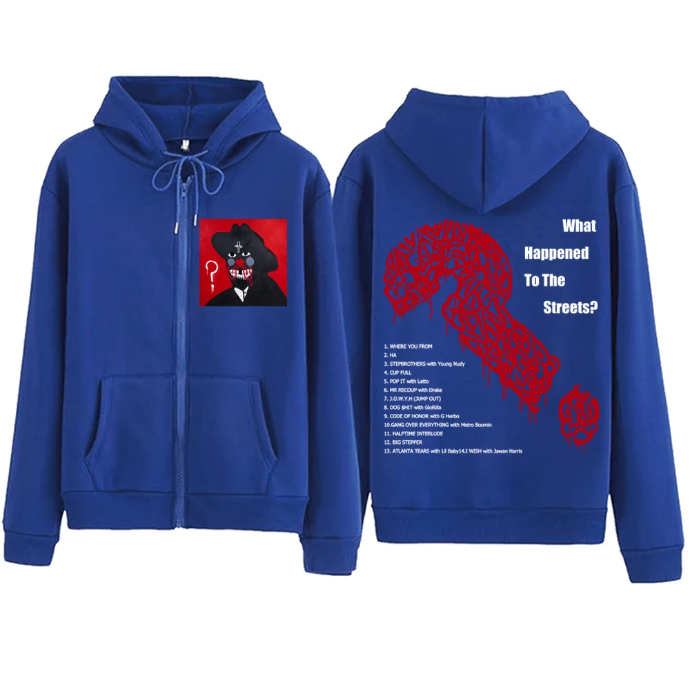 ما حدث إلى الشوارع 21 سافاج قلنسوة بسحاب رجل امرأة Harajuku البلوز القمم كم طويل الشارع الشهير البلوز