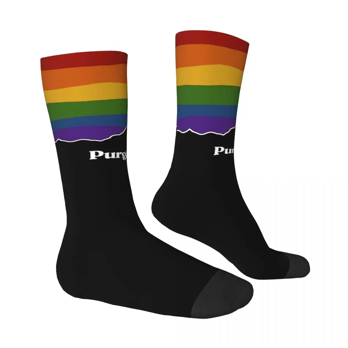 Funny Men's Socks Purgatory Rainbow Sunset Retro Harajuku LGBTQ Pride Hip Hop Seamless Crew Crazy Sock Gift Pattern Printed