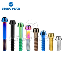 Wanyifa Titanium Bolts M8x 15 20 25 30 35 40 45 50 60 70mm Allen Key Taper Head Screw for Bicycle Motorcycle Car Ti Fastener