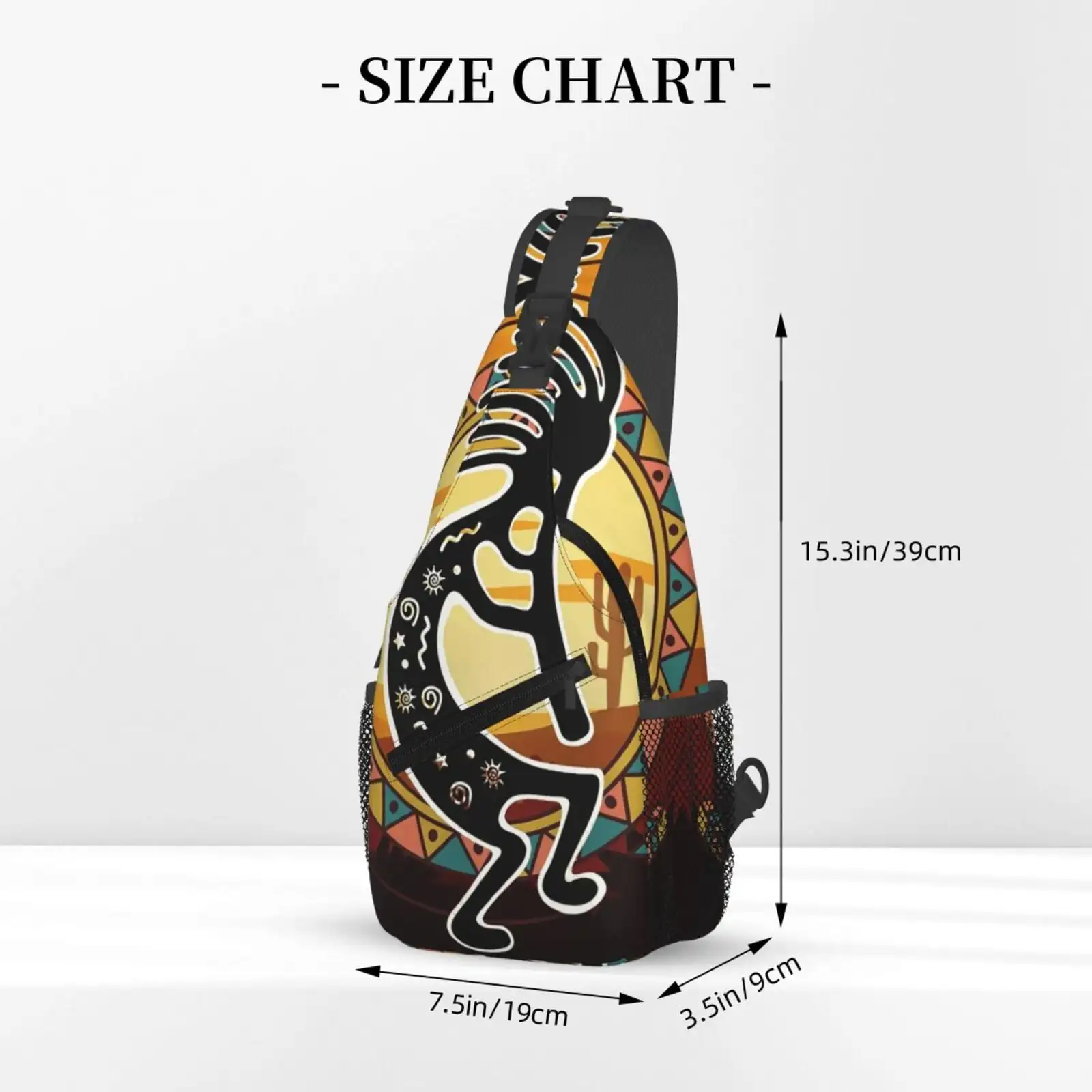 Southwest Kokopelli Playing Flute Sling Bag Crossbody Chest Backpack For Women Men Casual Adjustable Shoulder Daypack For Hiking