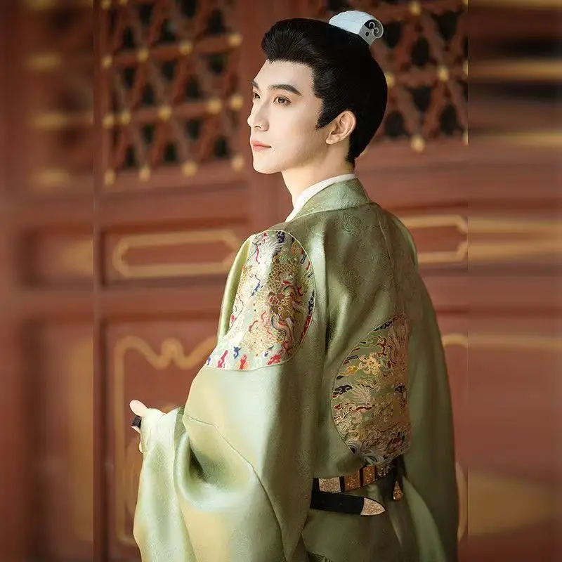 Ancient Bridegroom Uniform Traditional Chinese Clothing Dark Pattern Gold Woven Dragon Hanfu Vintage Wedding Halloween COS Suits view 6