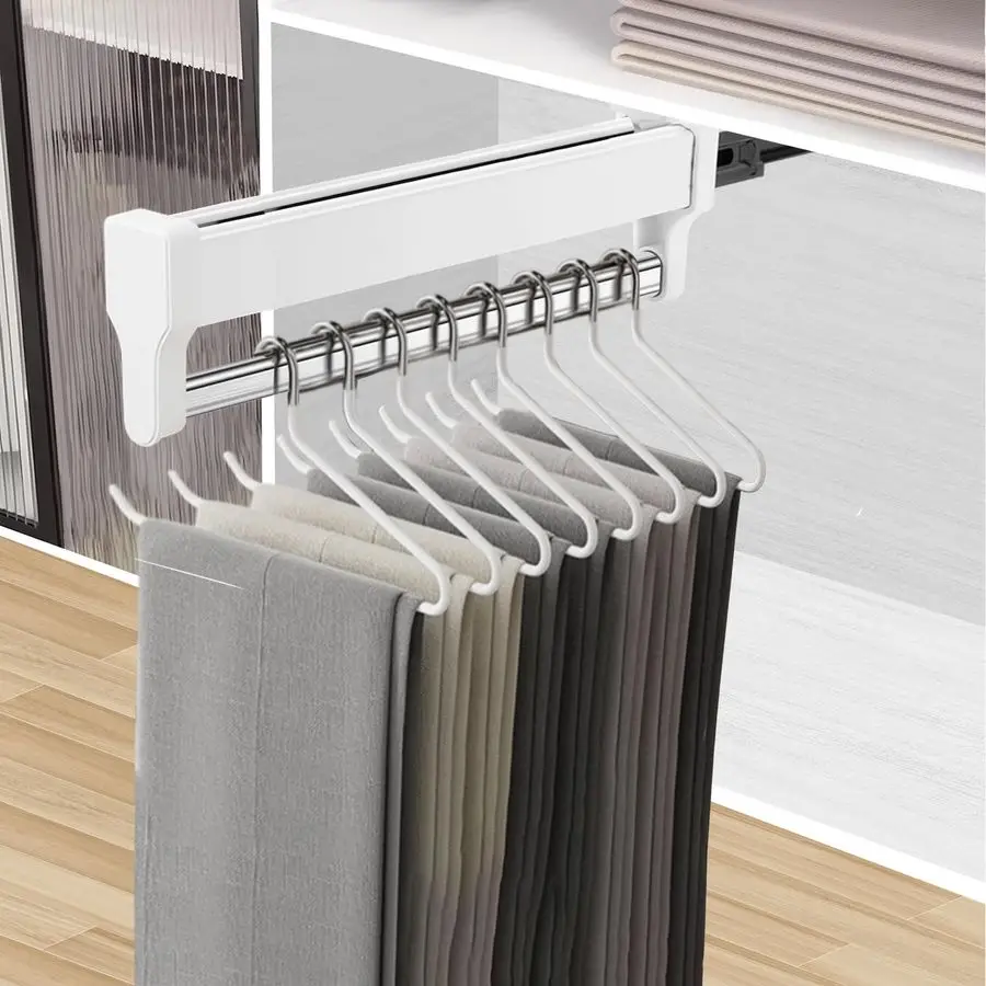 

Out Closet Valet Rod, Adjustable Sliding Heavy Duty Steel Top Mounted Clothes Storage Hanger Rail for Closet Wardrobe 497mm 19.6