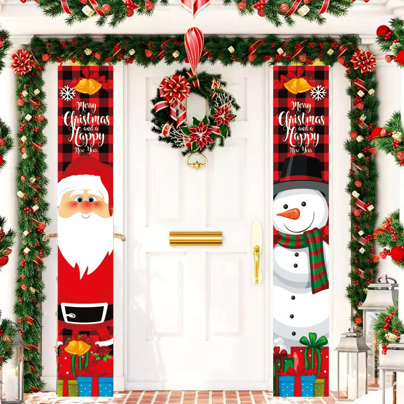 2Pcs Christmas Entrance Banners, Holiday Decorations, Curtains, and Couplets Are Perfect for Festive Home Decor