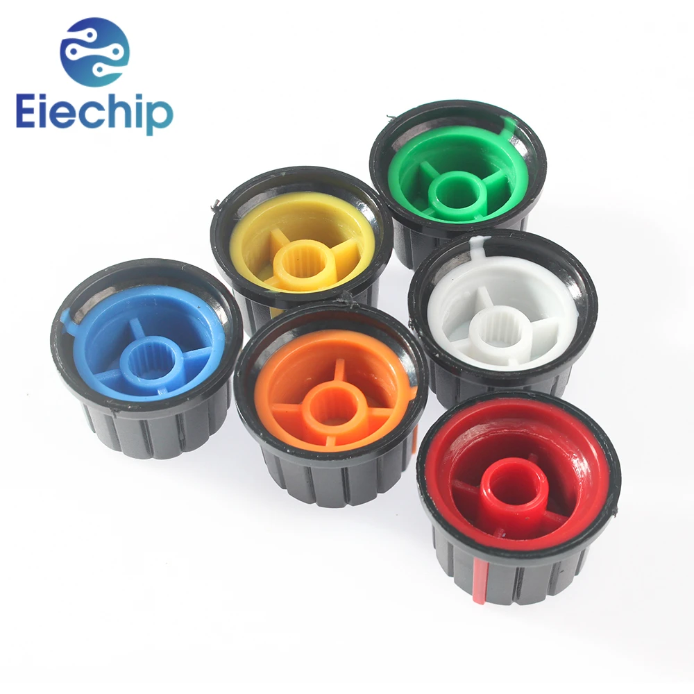 30PCS/Lot WH148 Rotary Potentiometer Knob Cap 6 Color 24x15mm Plastic Knob Cap for Light and Sound Control Diy Volume Knob image 3