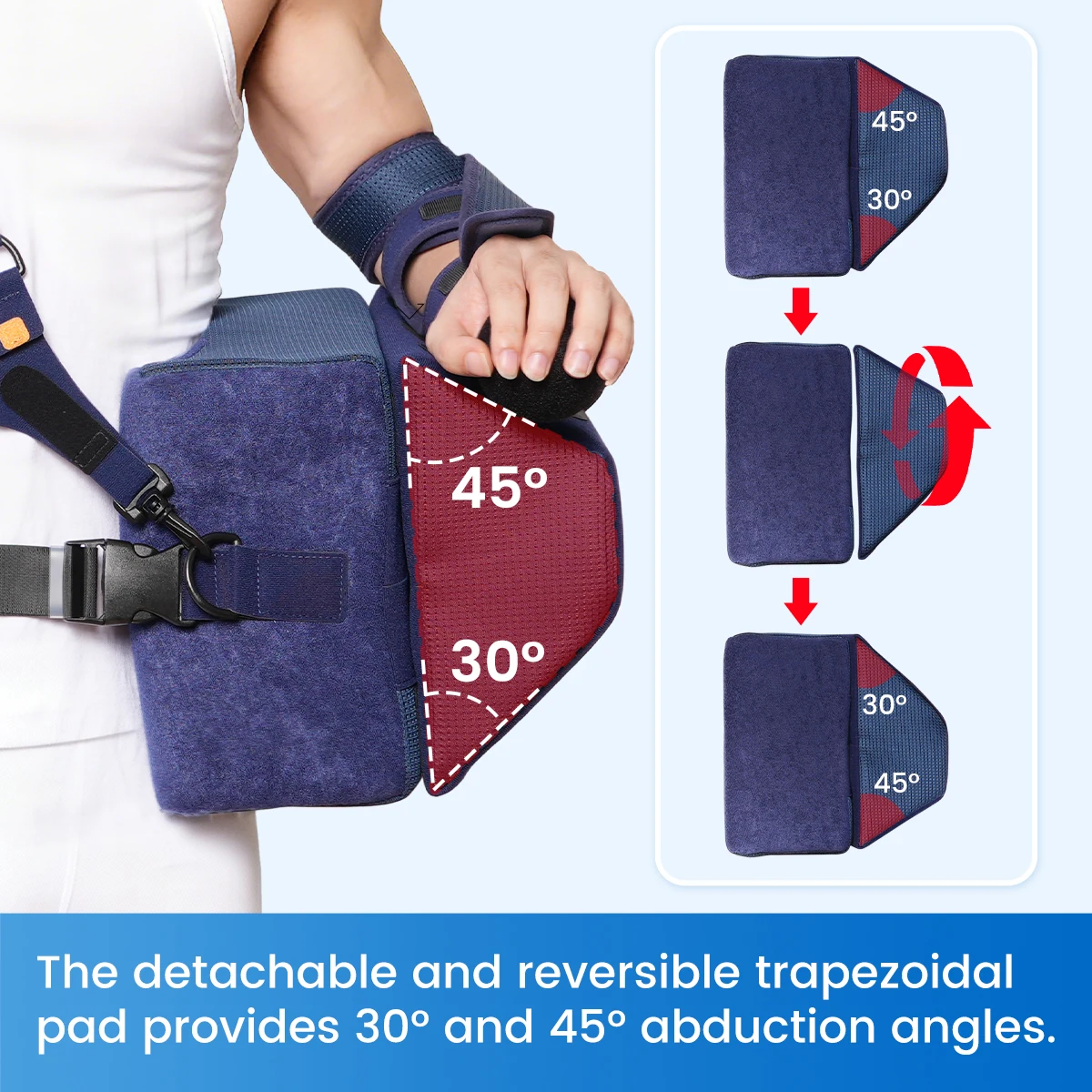 حبال اختطاف الكتف القابلة للتعديل من VELPEAU للتثبيت والعناية بعد العملية الجراحية، دعامة منع الحركة على الكتف لإصابة الذراع #3