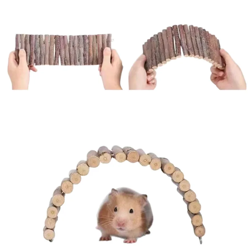 

Syrian Hamster Enrichment Set Natural Apple Wood Chew Toys Climbing Ladder Playpen Habitat Decor Modular Fence Grinding Bars