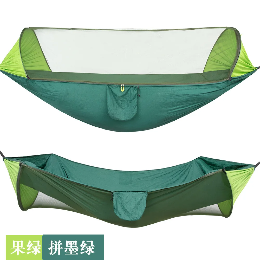 Double Hammock Outdoor Anti-Mosquito Sunshade Quickly Open Cradle Ground Anti-Flip Single Camping Swing