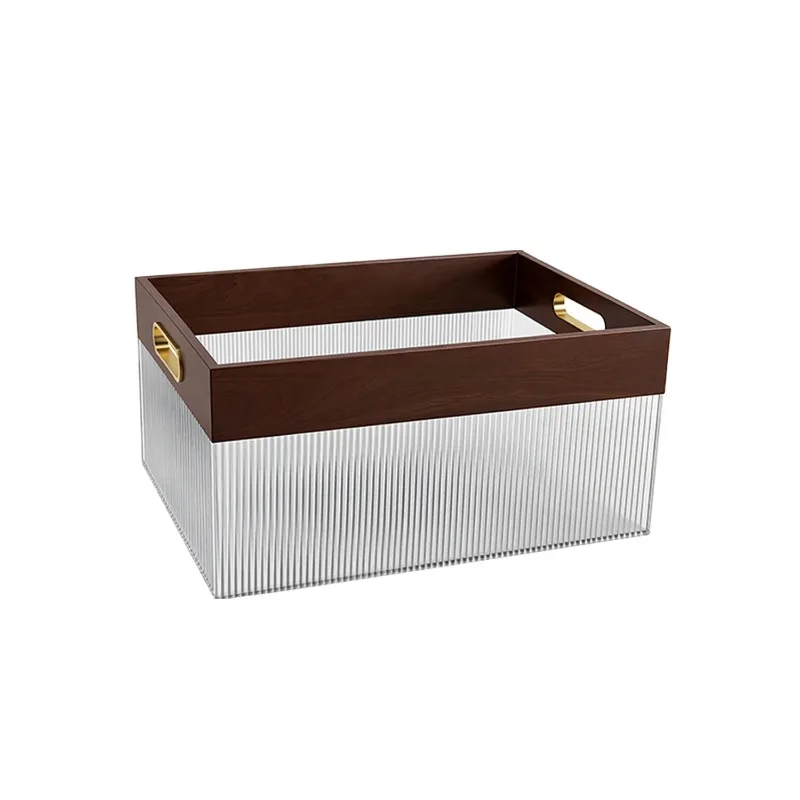 Modern simple walnut high-end acrylic, tray home living room desktop solid wood multi-functional storage box