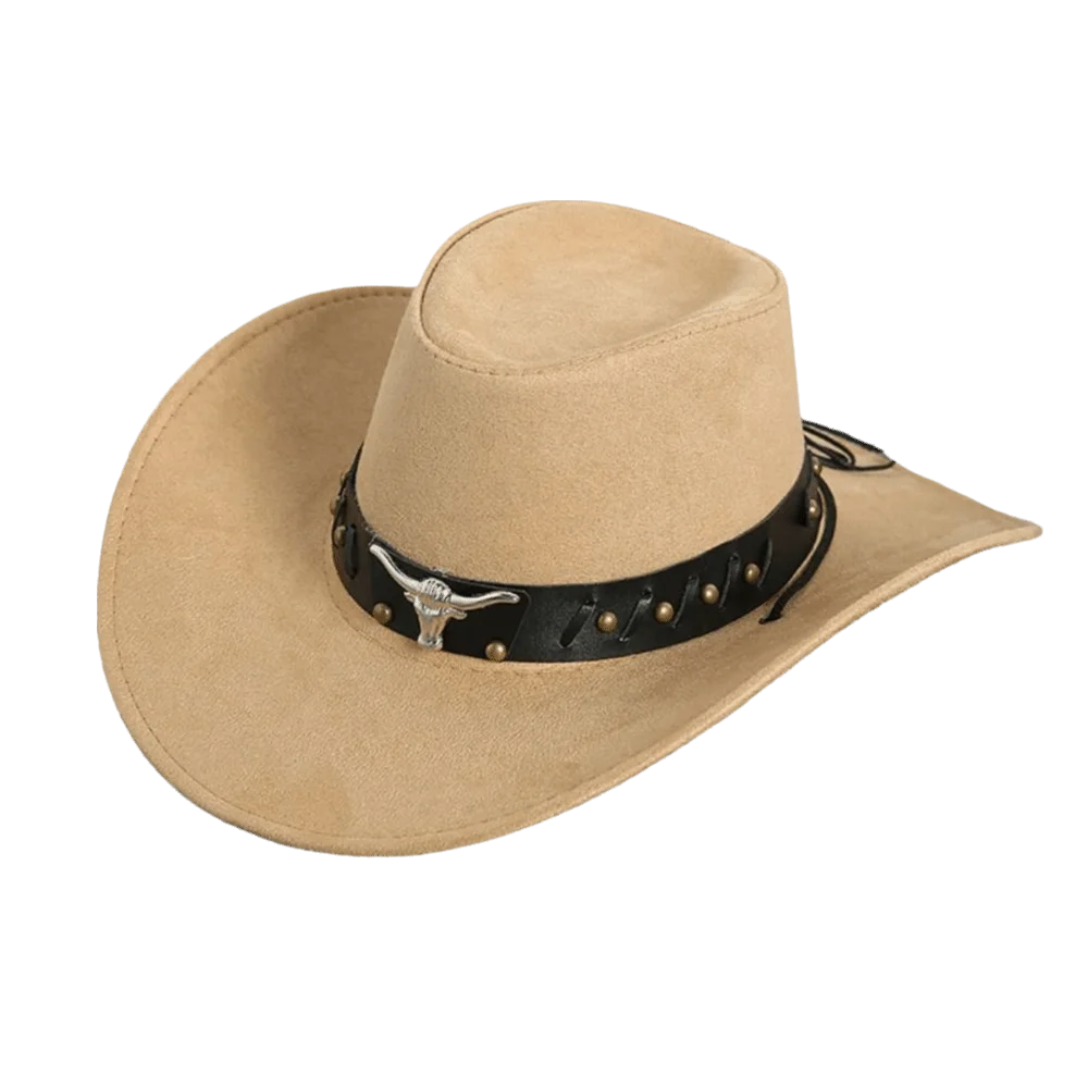 

Gentleman Ethnic Style Western Cowboy Hat Wide Brim Cow Head Knight Hat Roll Brim Solid Color Visor Caps Outdoor