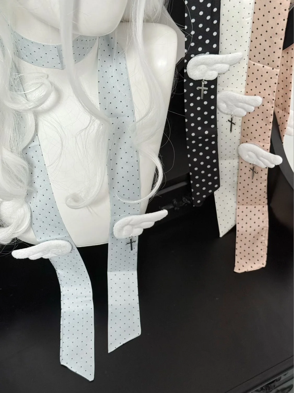 Handgemaakte Polka Dot Zijden Stropdas Zomer Nieuwe Japanse stijl Lolita Lange Bowtie Meisje Y2K Landmine Decoratie Strikje Accessoires