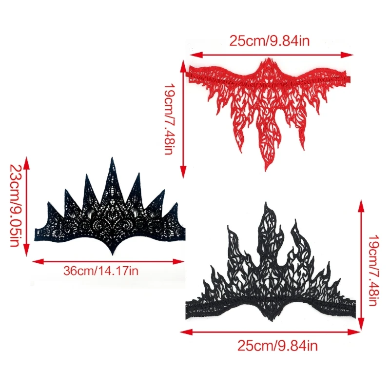 Y1UB Adult Festival Headband Halloween Hair Holder with Baroque Lace Flame Designed