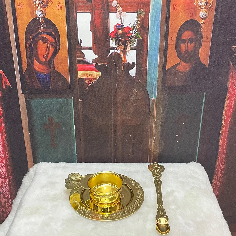 HTISOK Orthodox Cross Eastern Church Orthodox Holy Oil Ceremonial Articles Metal ware Prayer Fountain Pen Gold Plating