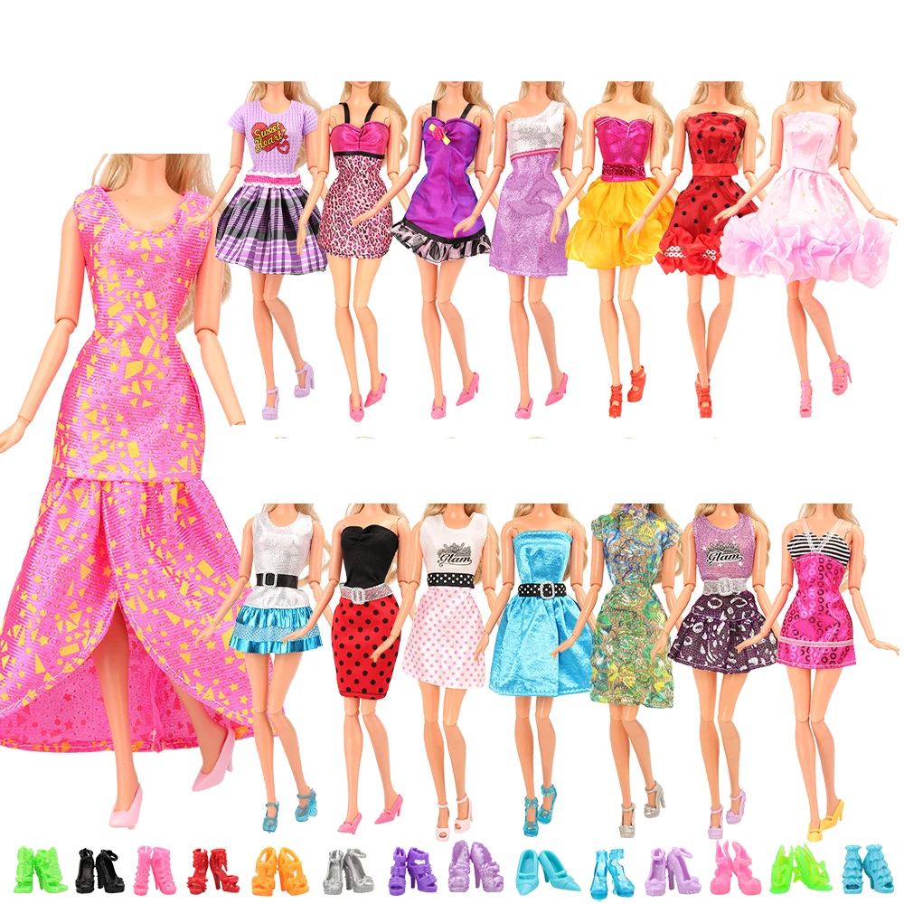 

Barwa 22 Pcs 12 Dresses Fashionable Dresses Mini Party Casual Wear 10 Shoe Accessories Random Style Gift for 11.5 Inch dolls
