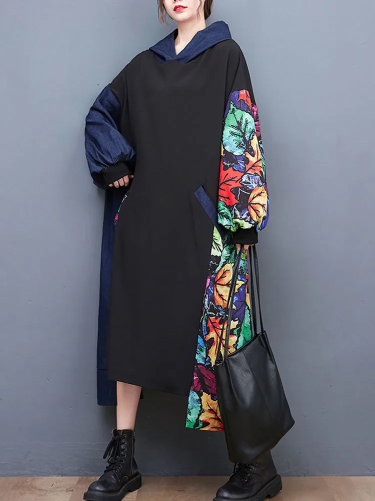 Max LuLu 2022 di Modo di Autunno Abiti Delle Donne Allentato Stampato Denim di Cotone Con Cappuccio Abiti da Donna Casual di Lusso Vintage Punk