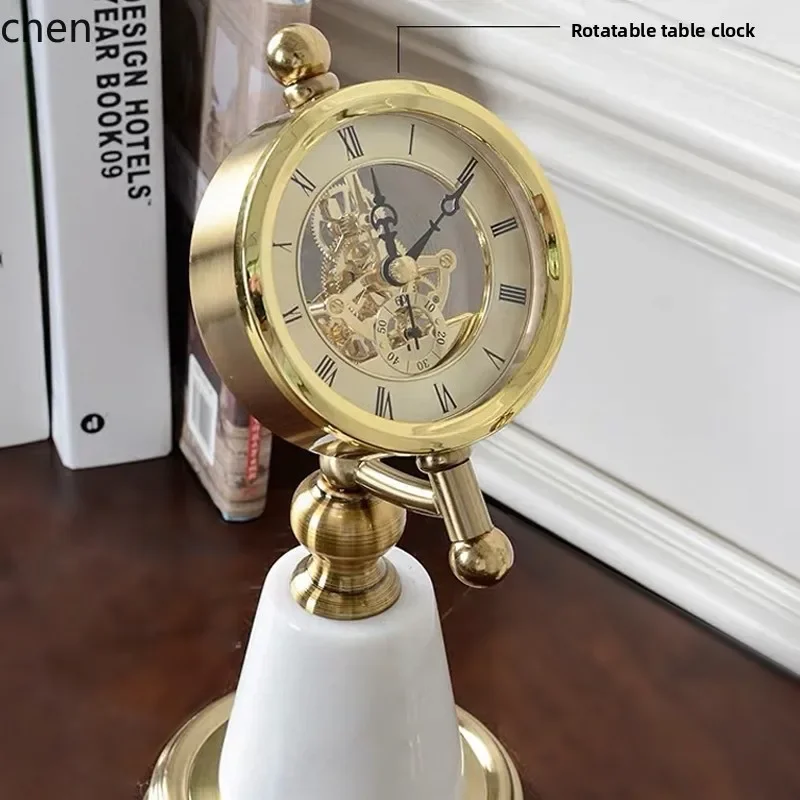 

L19- Marble Table Clock Ornament Model Room Crystal Globe Living Room Home Study Bedside Table Decoration