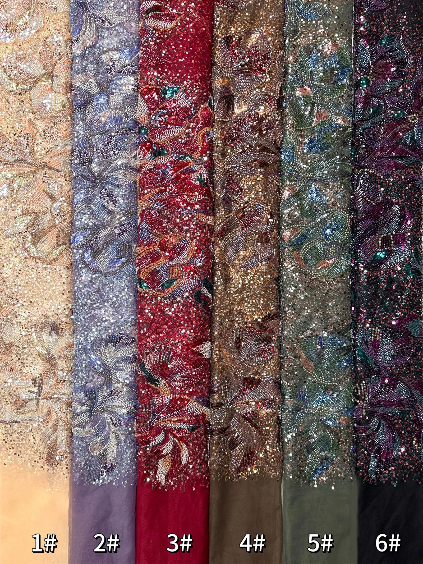 Hochwertiger, luxuriöser afrikanischer bestickter Pailletten-Spitzenstoff, 2026 nigerianischer Perlen-Spitzenstoff, geeignet für Hochzeitskleider. – Detail 20