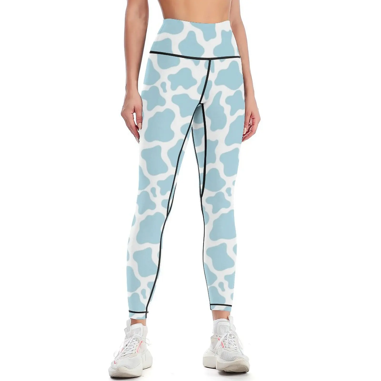 pastel blue cow print kawaii Leggings Pants sport legings for fitness legging gym workout shorts Womens Leggings