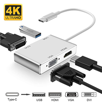 Type C to HDMI 4K VGA USB DVI Converter 4 in 1 USB C Multiport Adapter USB-C to HDMI VGA Hub for Macbook Samsung Huawei Xiaomi