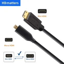Bi-direction Micro HDMI to Mini HDMI Cable 4K 60Hz Mini HDMI to Micro HDMI Cable for GoPro Hero Raspberry Pi Retroid Pocket