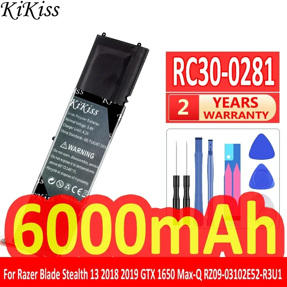 KiKiss Battery RC30-0281 6000mAh for Razer Blade Stealth 13 Stealth13 2018 2019 GTX 1650 Max-Q RZ09-03102E52-R3U1