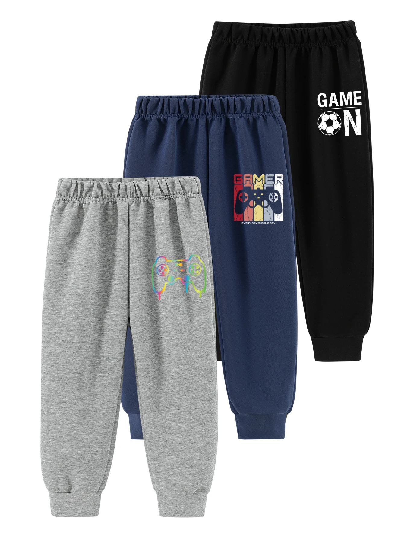 

Брюки без карманов для мальчиков, удобная и дышащая ткань с принтом, подходят для детей 3–13 лет, 3 шт.