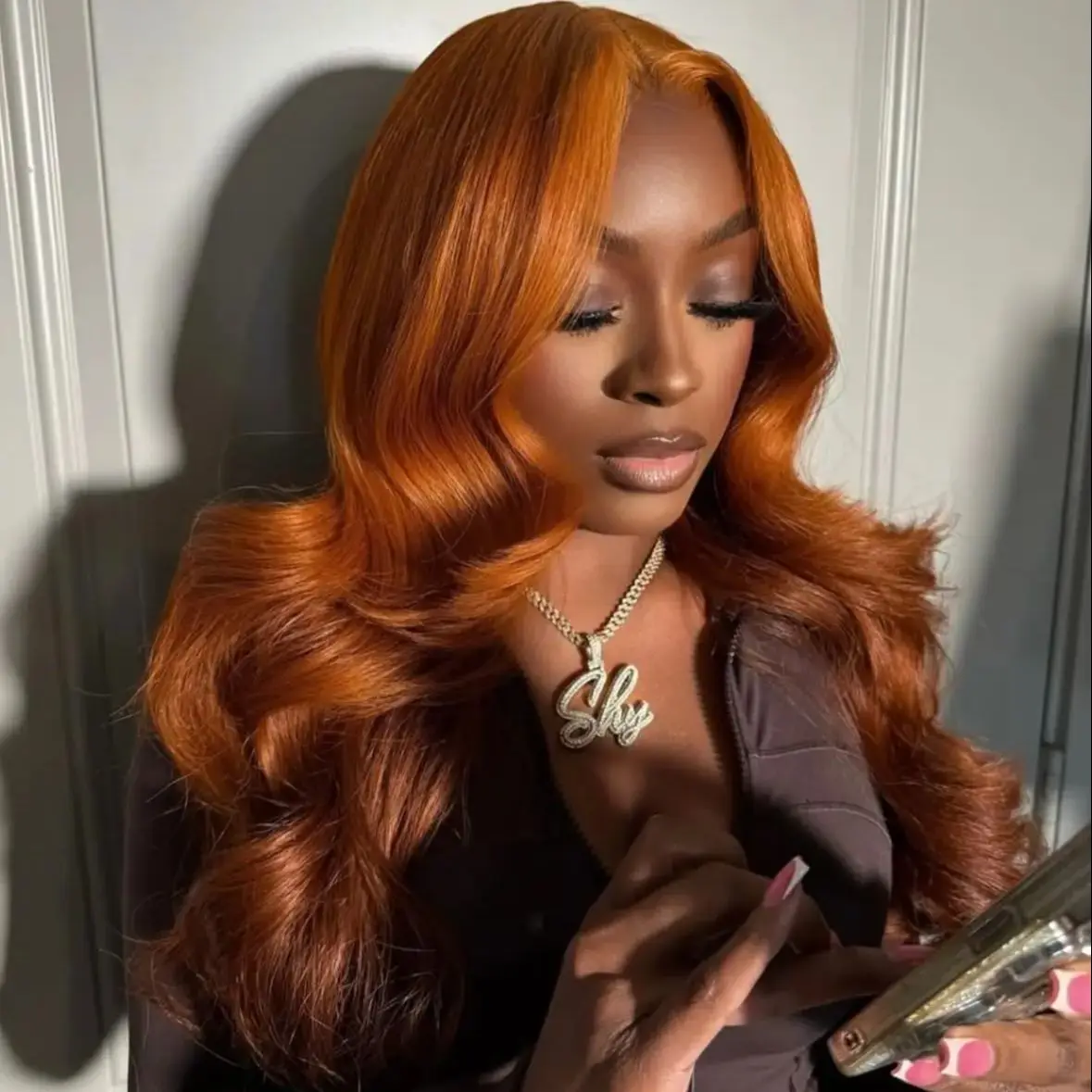 

30 Inch Ginger Orange Body Wave 13x6 HD Transparent Lace Front Human Hair Wig Colored High Density Lace Frontal Wigs For Women