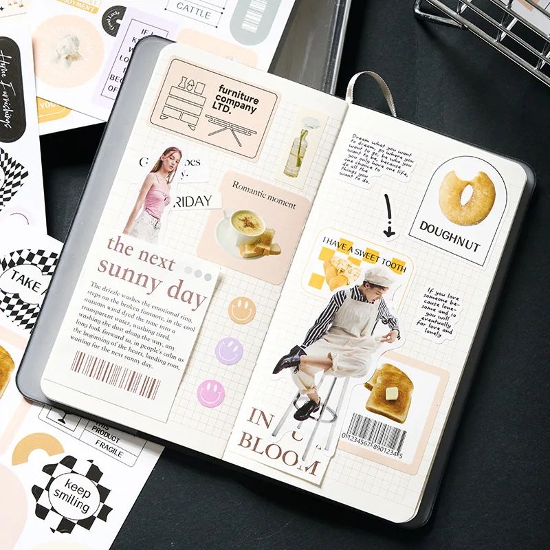 6 Sheets  Creative  Cartoon Cute Stickers for Scrapbooking DIY Decorative Material Collage Journaling