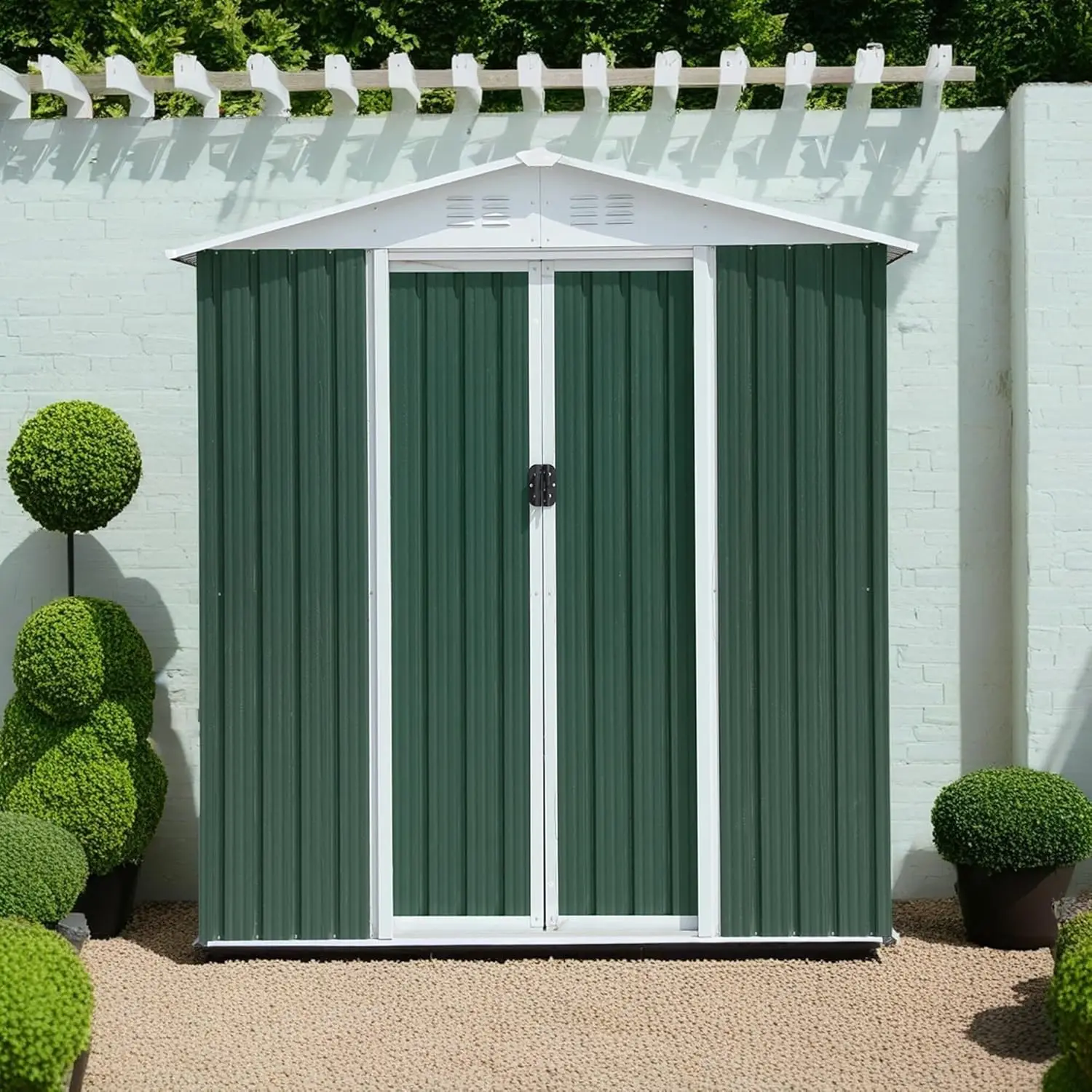 

6x4 FT Storage Sheds Outdoor, Waterproof Metal Garden Shed with Lockable Sliding Doors and Vents, Weather Resistant Steel Tool