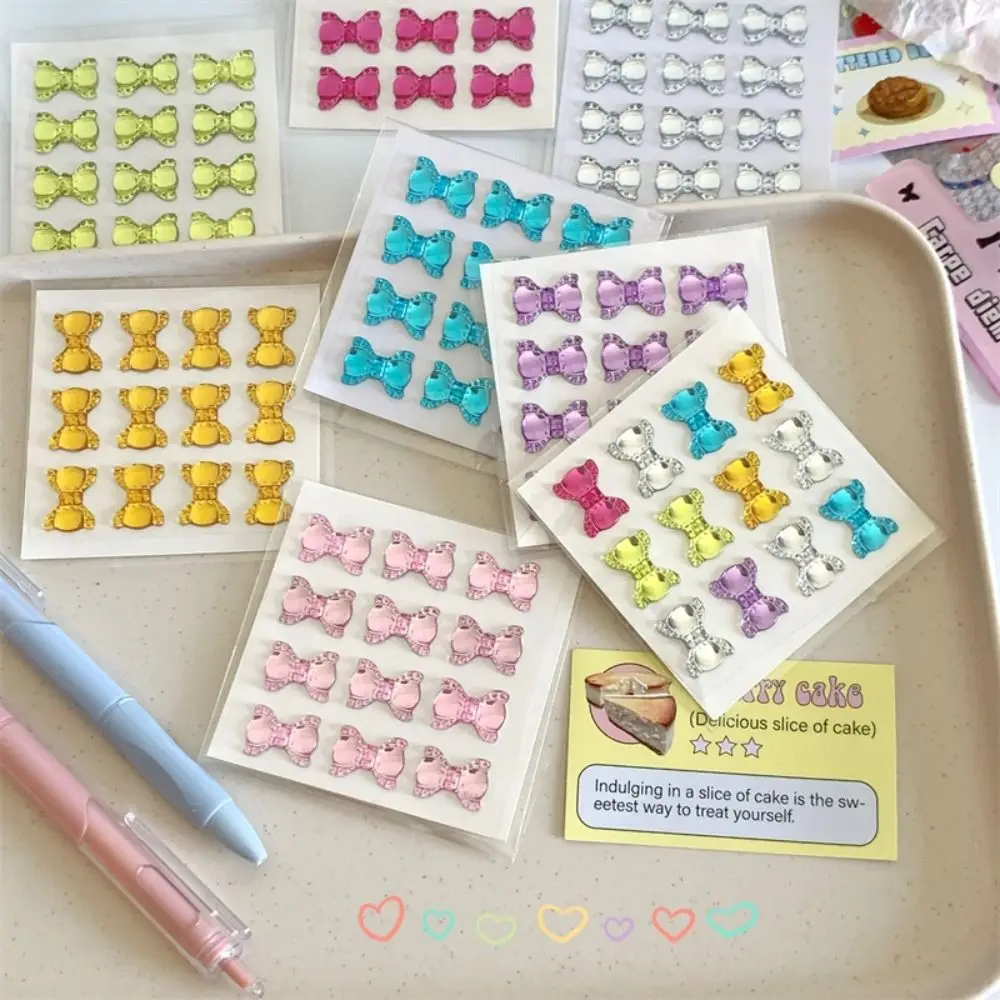 Cute Bow Drill Stickers Cartoon Creative Decorative Sticker 3D Stereoscopic Delicate Ledger Decoration Materials