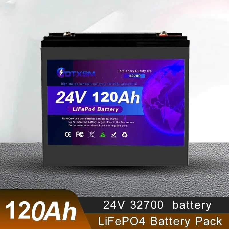 

LiFePo4 24V 100Ah-120Ah 32700lithium iron phosphate battery Built-in 100A BMS,for Solar Marine Overland Off-Grid Battery.