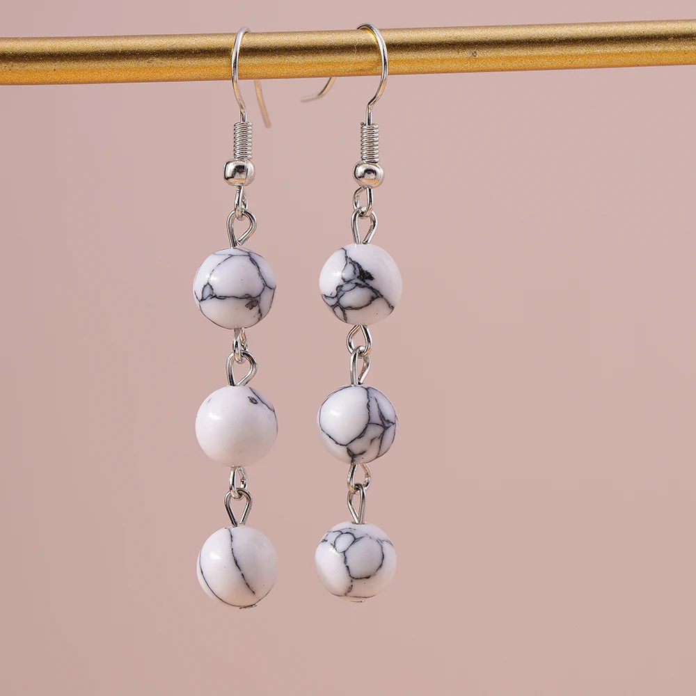 Aihua Geburtsstein Achat Perlen Naturstein Ohrringe Neue Ankunft Lange Perlen Steine Baumeln Ohrringe für Frauen Schmuck Geschenke – Detail 4