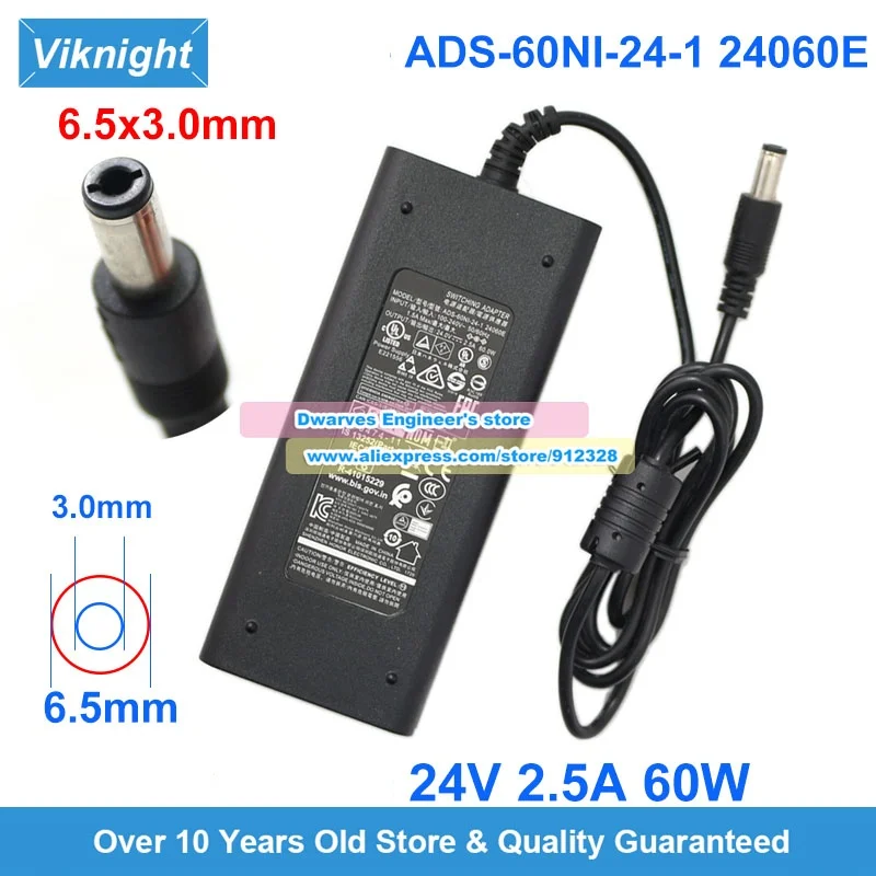 Genuine 24V 2.5A 60W AC Adapter ADS-60NL-24-1 24060E Charger For HOIOTO 6.5x3.0mm Power Supply For HONEYWELL PC42T PLUS PRINTER