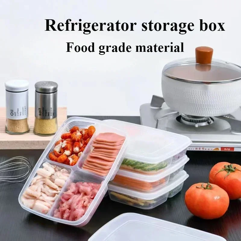 1 Pcs 4 Grids Food Storage Box Container Fruit Vegetable Refrigerator Freezer Organizers Sub-Packed Meat Ginger Kitchen Tools