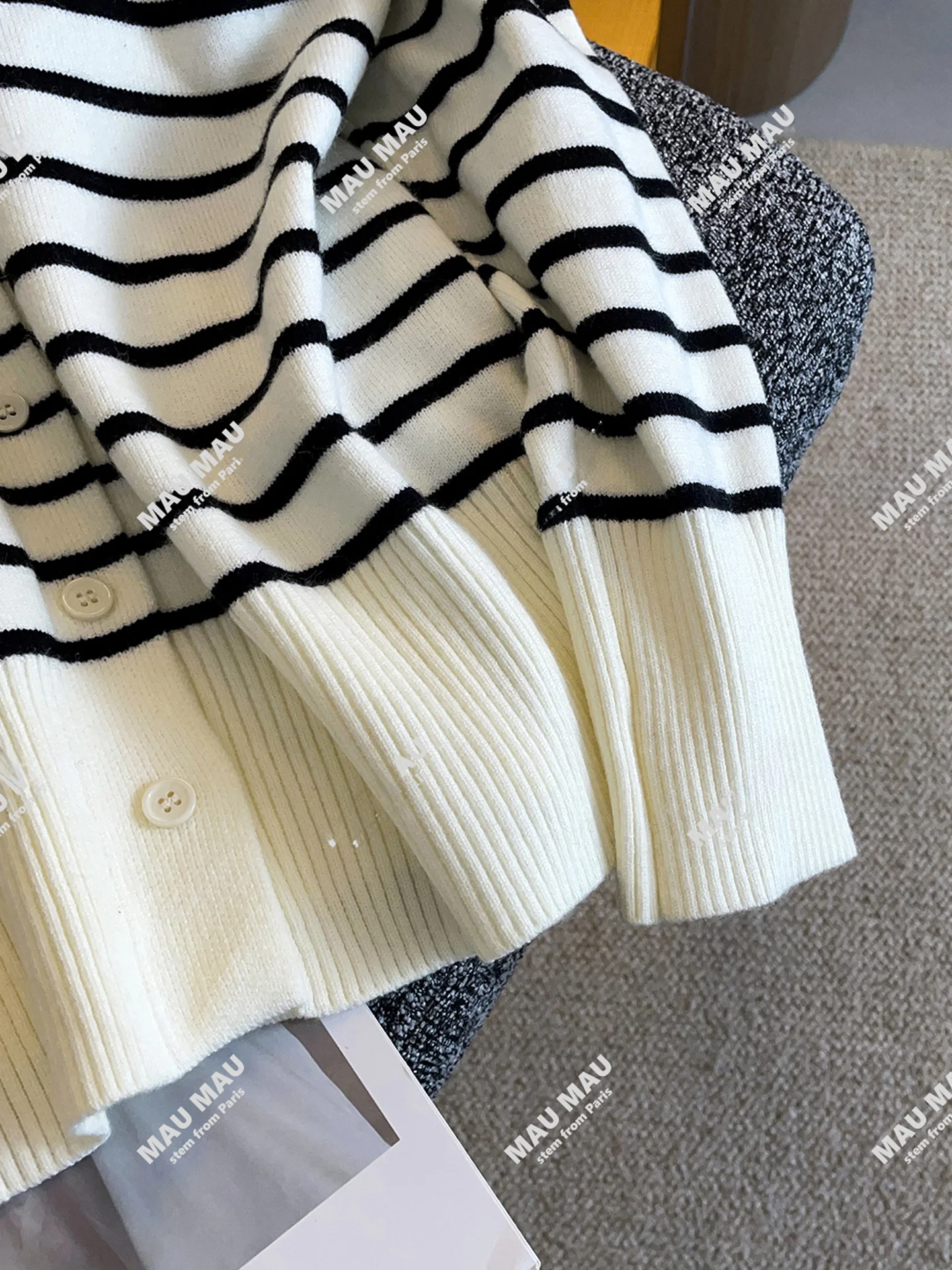 

Повседневный универсальный полосатый вязаный открытый кардиган, женский топ премиум-класса, осень Faion Commute Sle, стандартный крой, средний мягкий