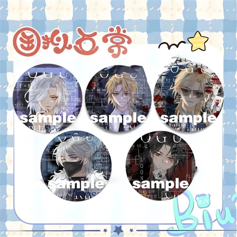 58mm Anime Country Humans kawaii Cosplay COSTUME Badge Pin SPTE Tinplate Brooch﻿ Prop Gilf