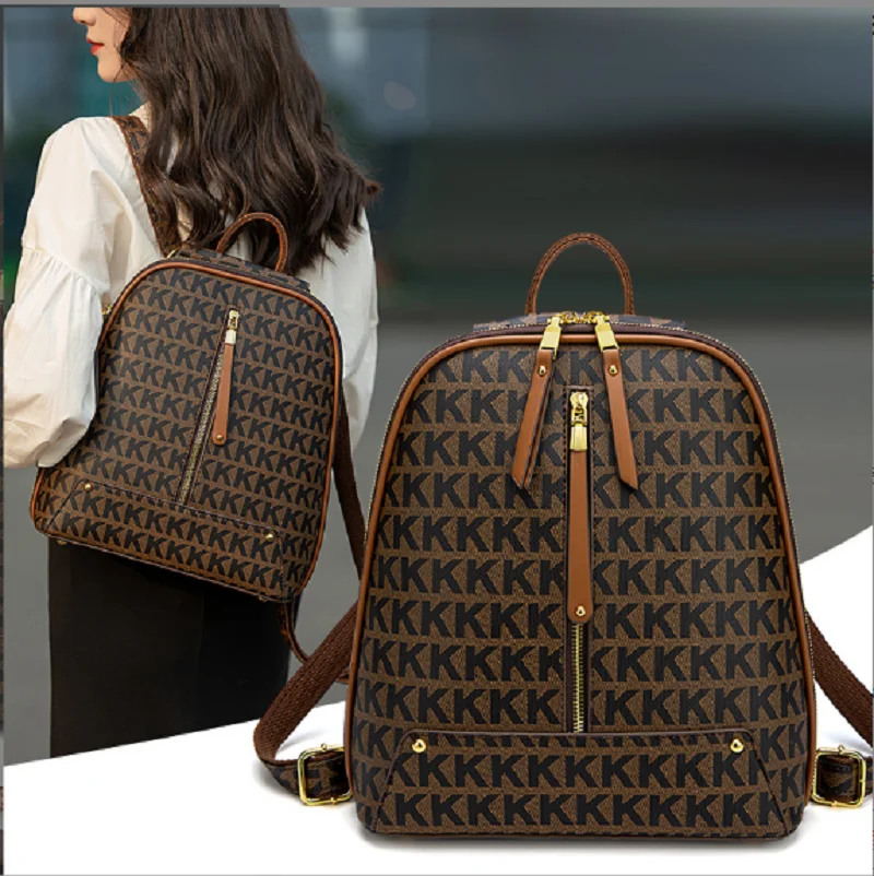 Women New Fashion Vintage Luxury Leather Backpacks High Capacity Casual Travel Shoulder Bags Notebook School Bag Totes