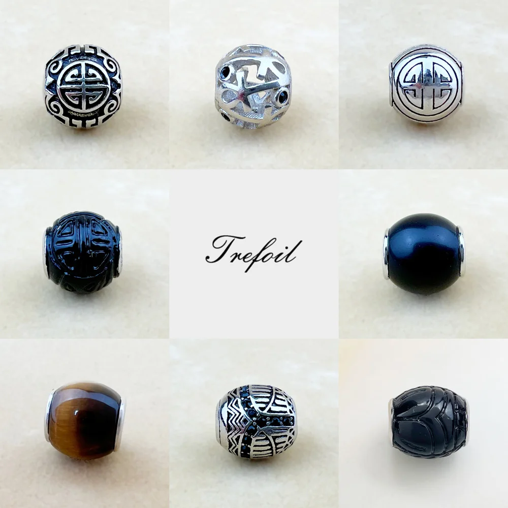 

DIY Beads Long Life Cross of Life Scarab Tiger Eye Charm,Fashion Silver Jewelry Gift For Women Men Fit Bracelets Necklace Choker