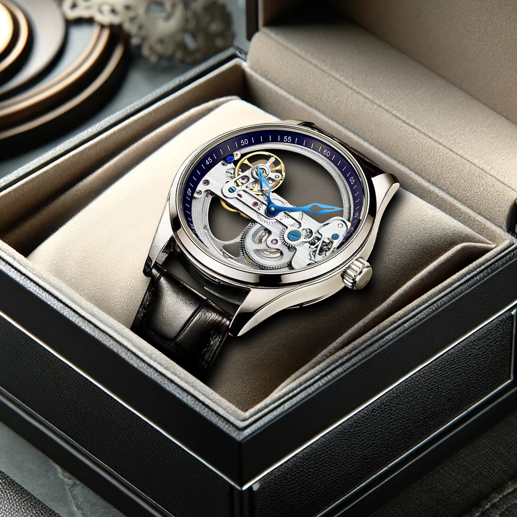 New men's watch with fashionable design, novel, unique, simple, atmospheric, versatile, handsome, trendy men's mechanical watch