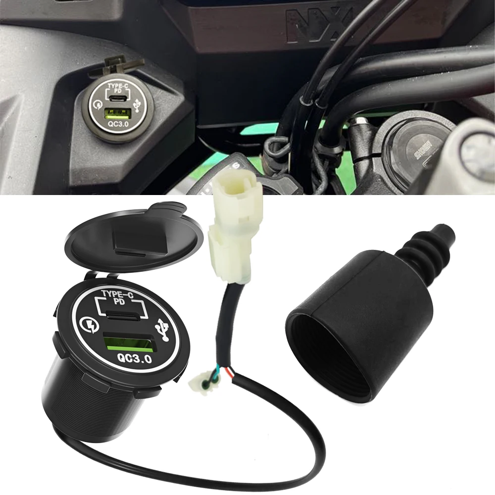 Fast Charger PD TYPE-C USB Port Kit Fits Honda NX500 (2024-current)