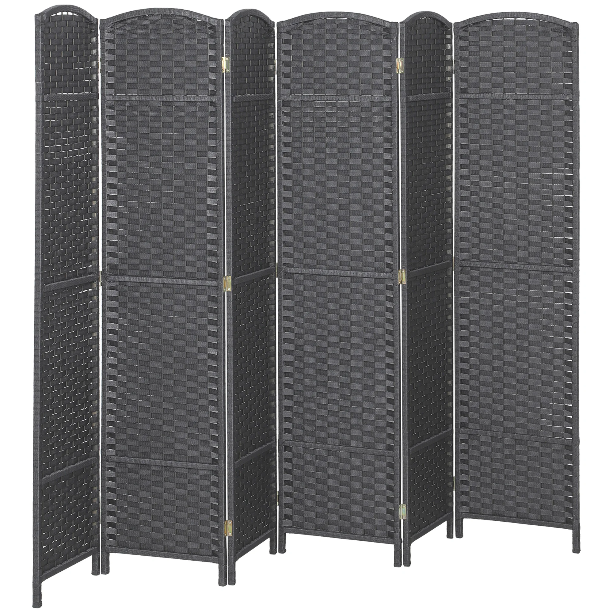 Room Divider, 6 Panel Folding Privacy Screen, 5.6' Tall Freestanding Wall Partition for Home Office, Bedroom, Charcoal Gray