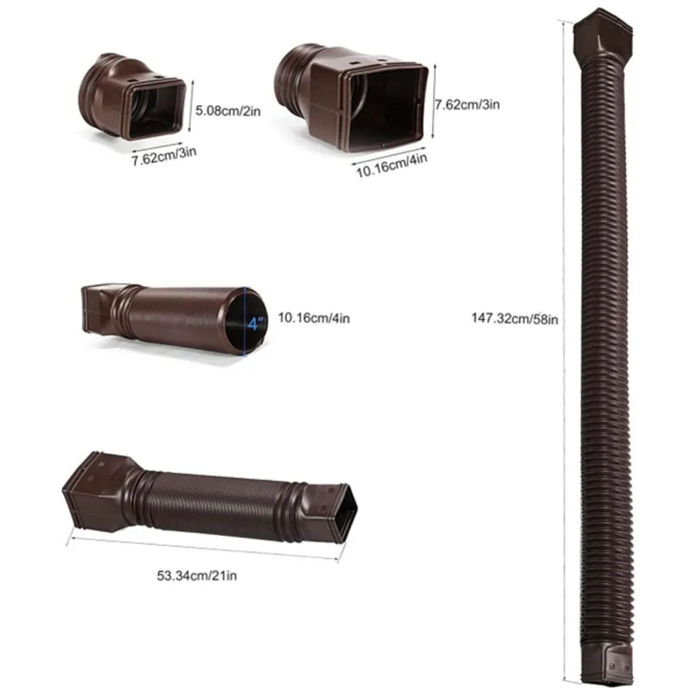 Retractable Rain Gutter Downspout Extensions with Screws Rainwater Drainage Drain Downspout Extender Adjustable