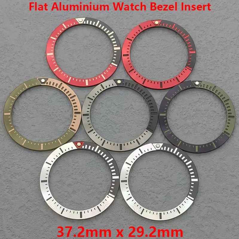 Mod 37.2mmx29.2mm Aluminum Flat Bezel Insert Ring Fits Aluminum Bezel Insert Spare Parts for Men Diving Watches